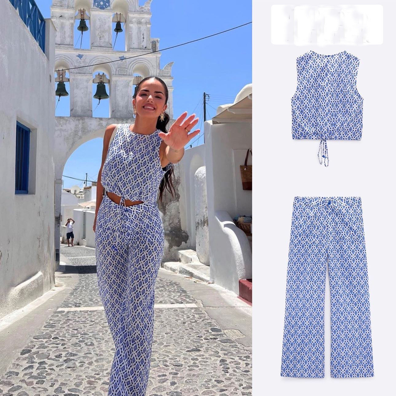 Maeve - Oberteil mit Schleifen und High-Waist Hose