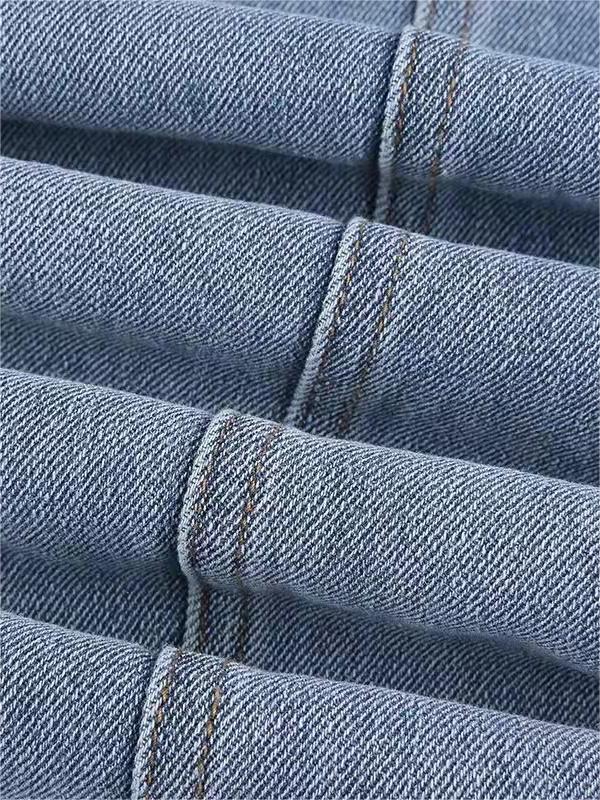 Trendige Damen Schlaghose mit Sternstickerei – Retro High-Waist Jeans