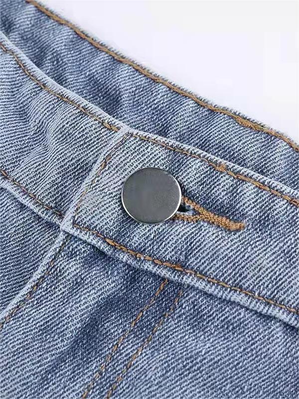 Trendige Damen Schlaghose mit Sternstickerei – Retro High-Waist Jeans