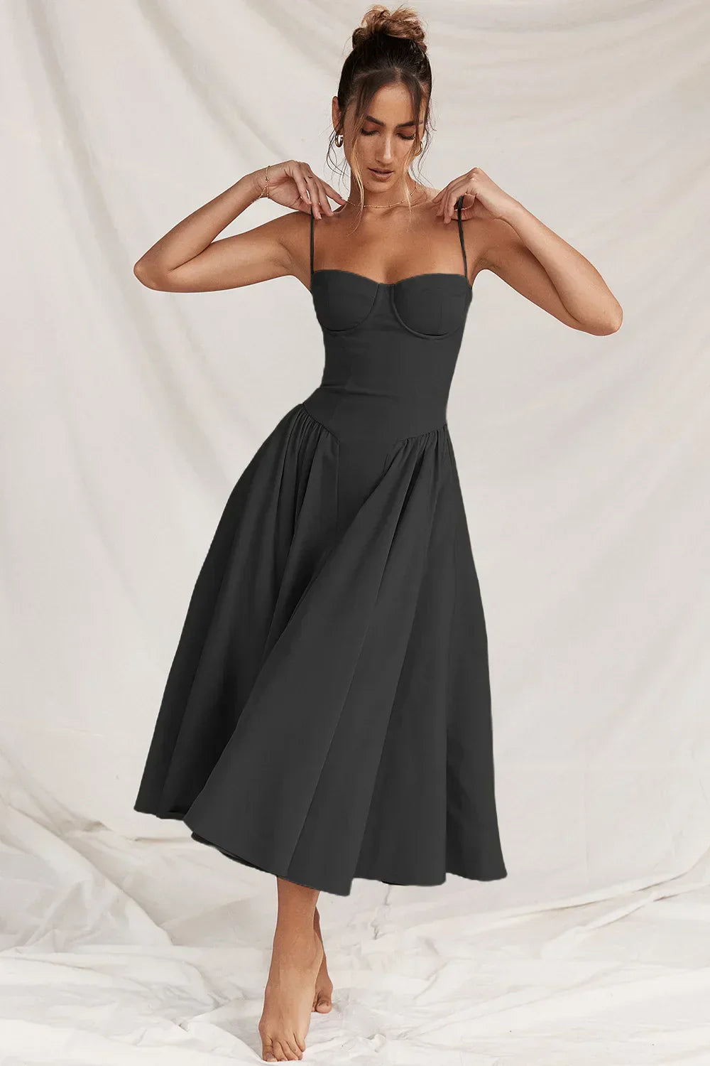 Jutte | Damen Armloses Midikleid