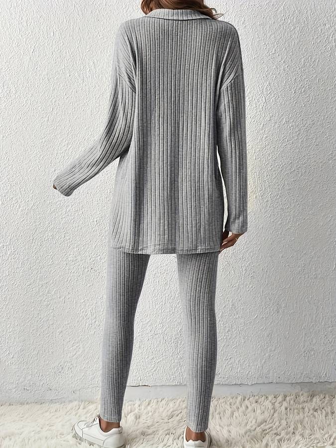Damen-Loungewear-Set mit Langarmshirt und Leggings | Bequemer Freizeitanzug für zu Hause
