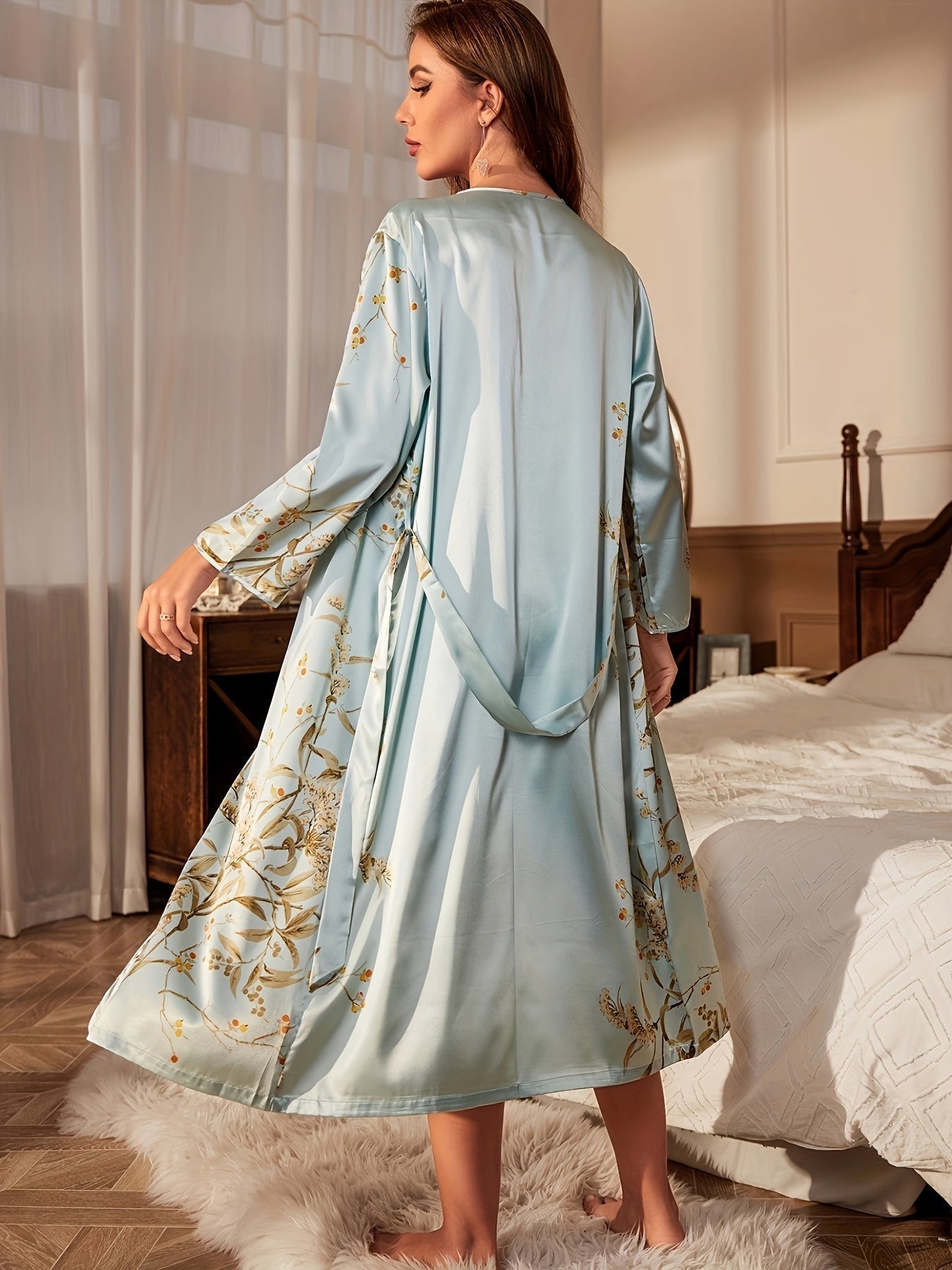 Lola - Satin Loungeset mit Blumenmuster