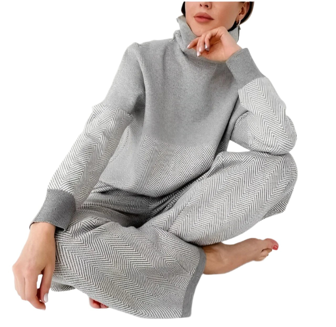 Eliana - Bequemer Lounge-Anzug aus Fleece mit hohem Kragen