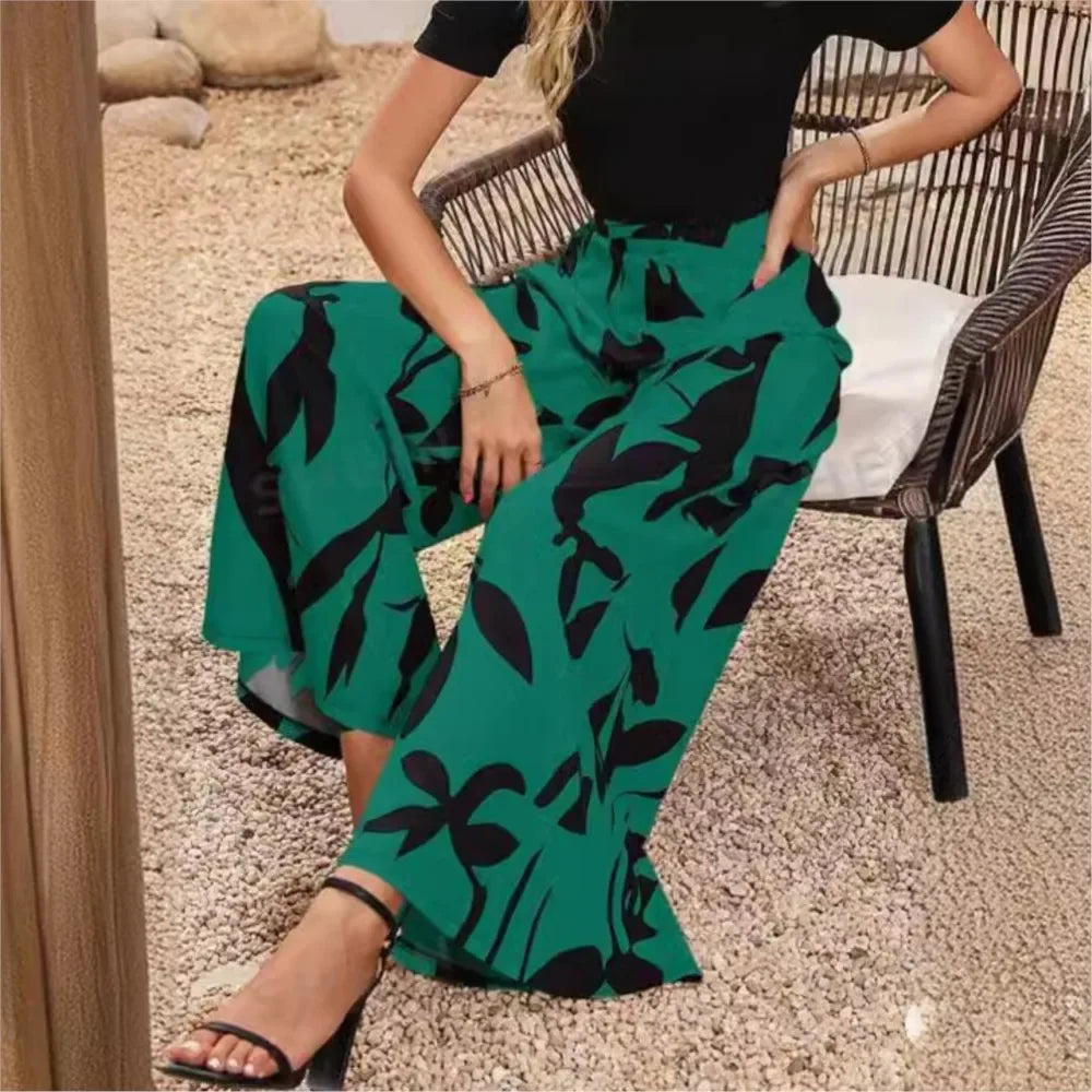 Weit geschnittene Damenhose mit abstraktem Muster – Charlotte