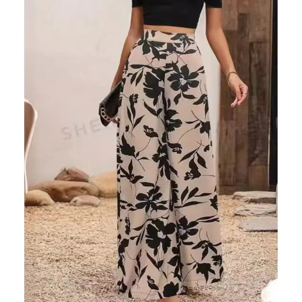 Weit geschnittene Damenhose mit abstraktem Muster – Charlotte