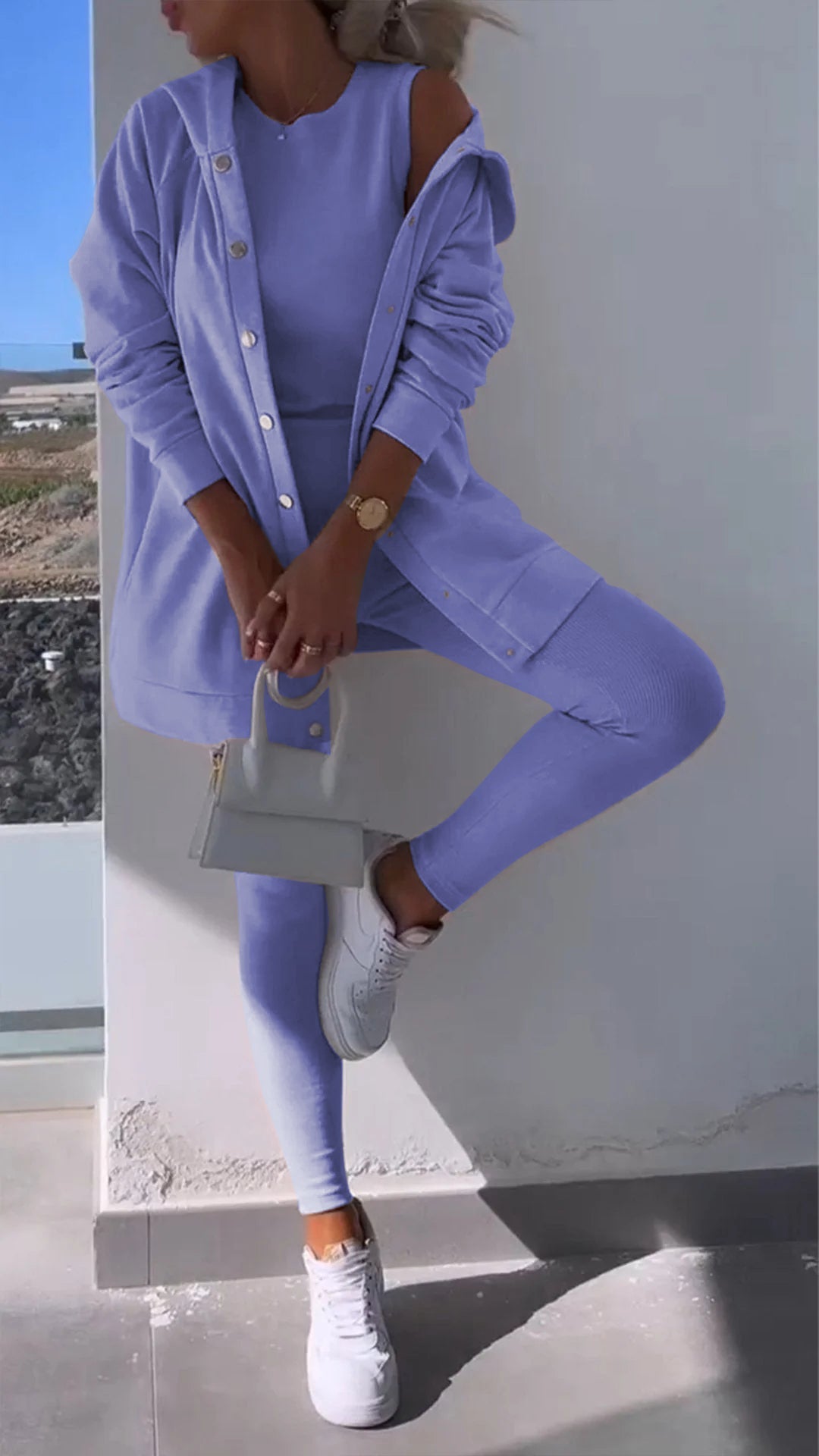 Barbara - Elegantes Set aus Weste und Sweatshirt mit Kapuze