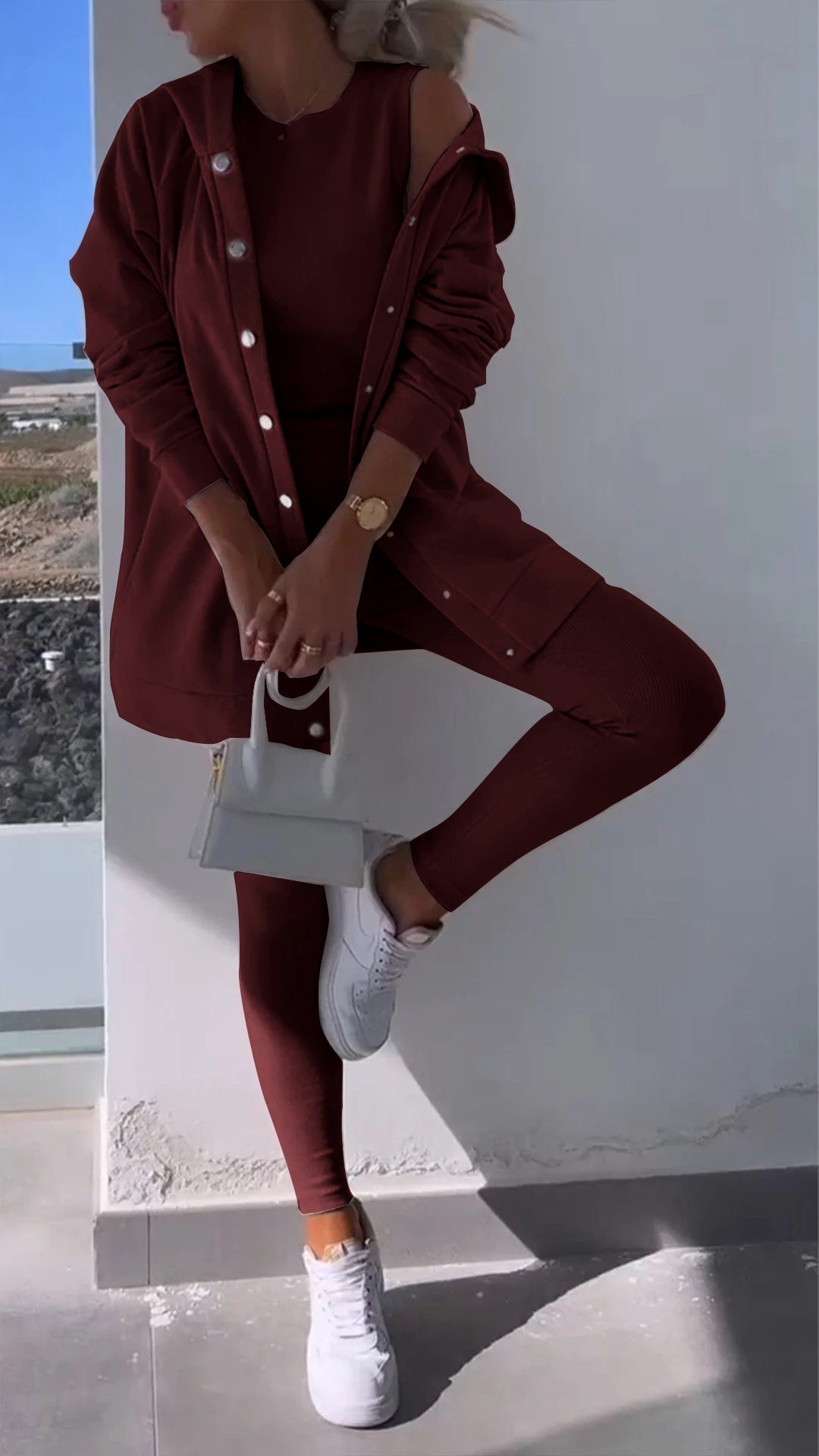 Barbara - Elegantes Set aus Weste und Sweatshirt mit Kapuze