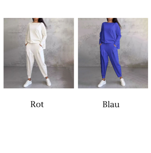 Mode, Freizeit ✨Langarm mit rundem Hals & Hose 2-teiliger Set