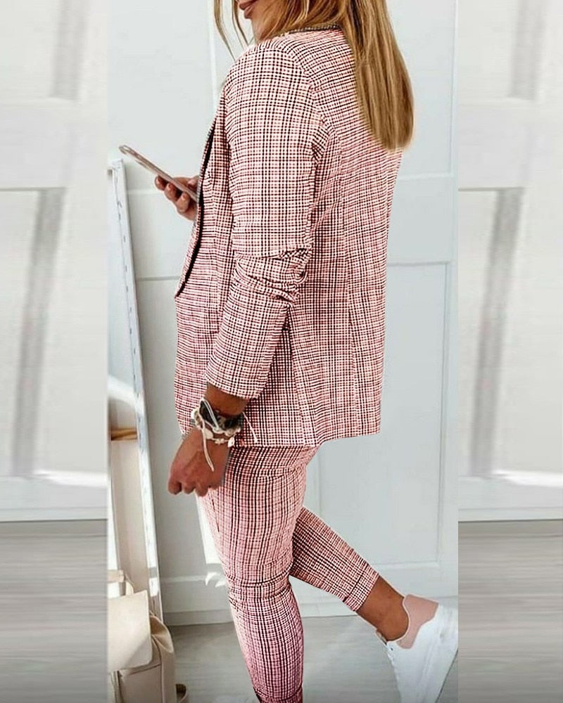 EnsembleEssentials - 2-teiliges Outfit: Blazer und schmale Hose