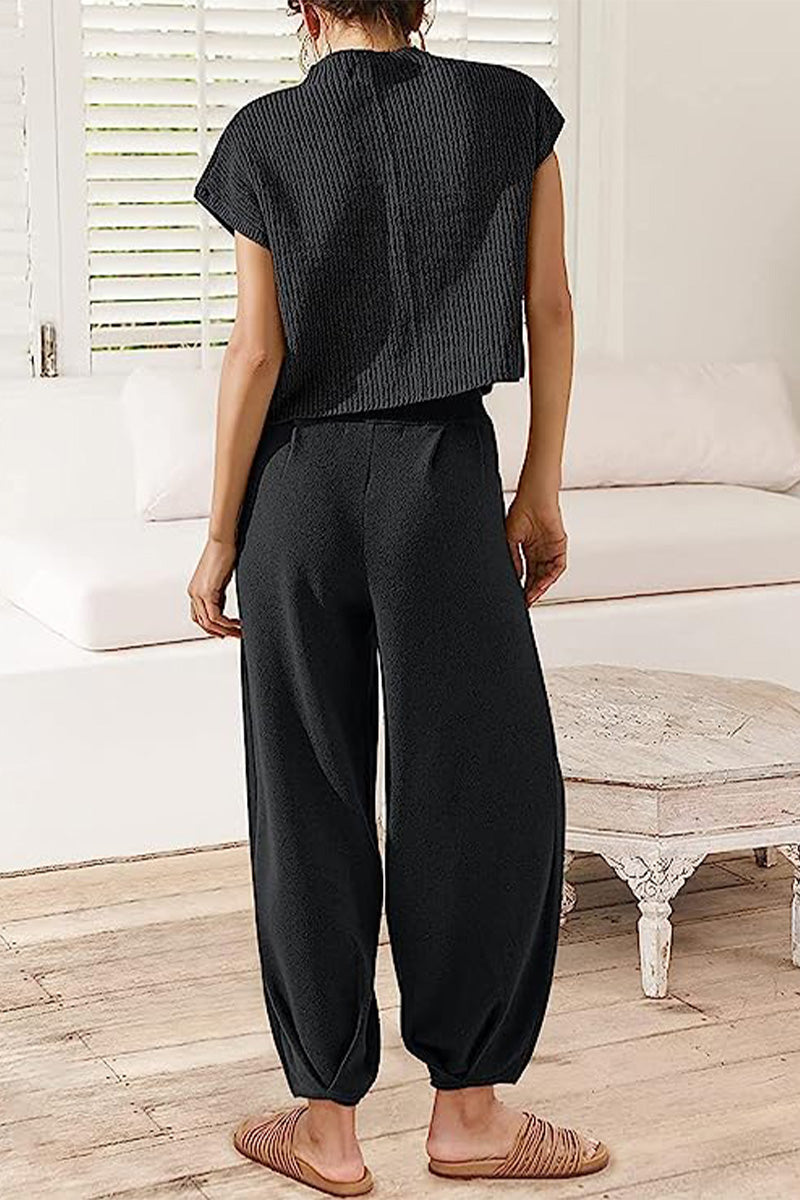 Elegante Damenhose mit hohem Bund und Gürtel-Detail - Lässige Weite Hosen für einen stilvollen Look