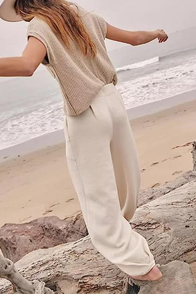 Elegante Damenhose mit hohem Bund und Gürtel-Detail - Lässige Weite Hosen für einen stilvollen Look
