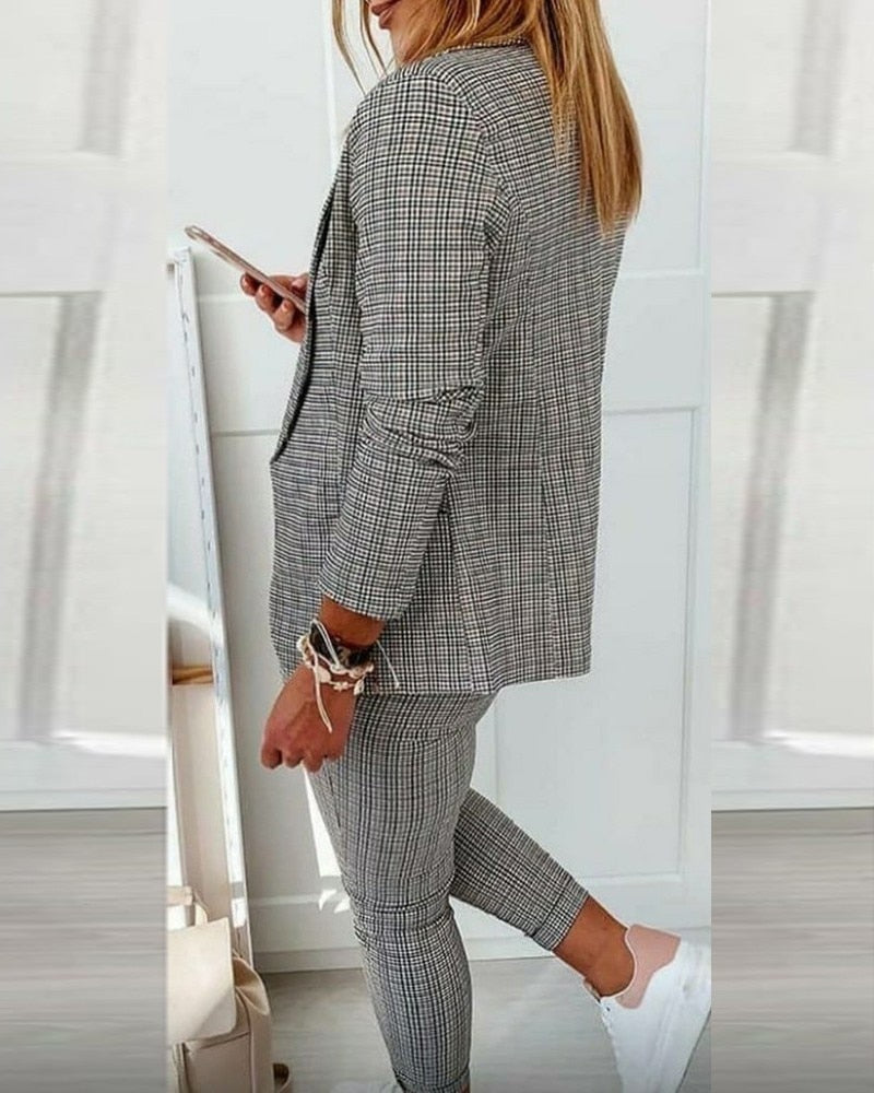 EnsembleEssentials - 2-teiliges Outfit: Blazer und schmale Hose