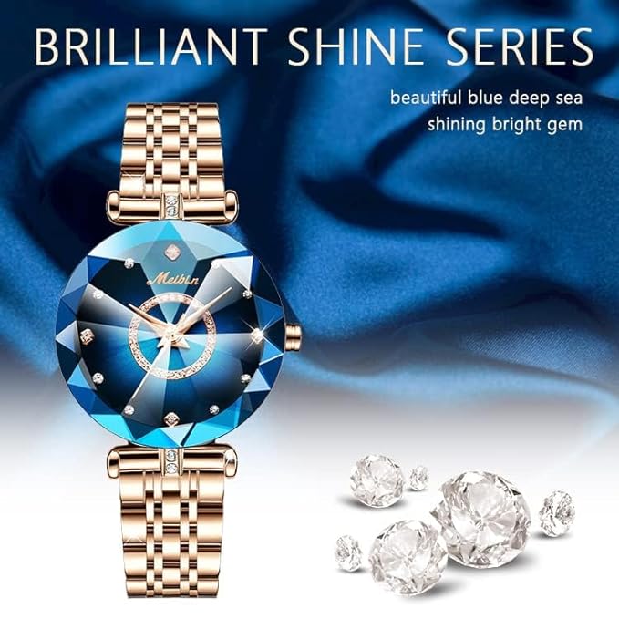 Elegante Damenarmbanduhr mit Kristallzifferblatt – Leontine