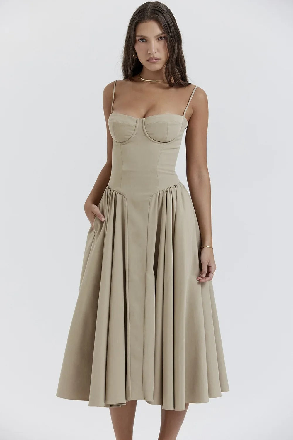 Jutte | Damen Armloses Midikleid