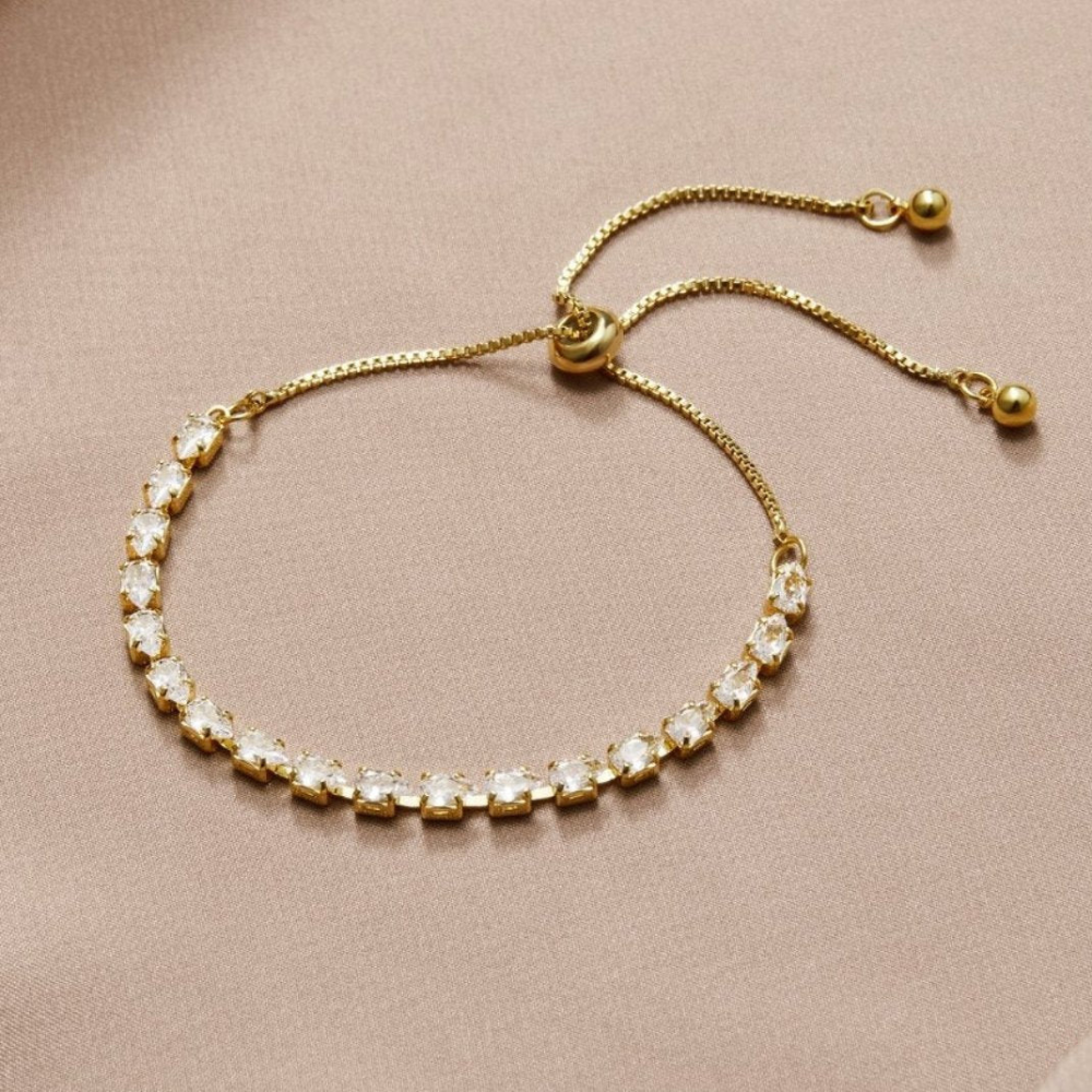 Abby - Goldenes Kristallarmband