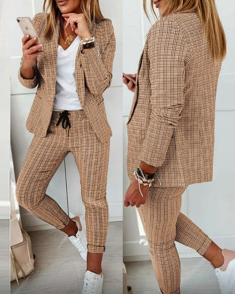 EnsembleEssentials - 2-teiliges Outfit: Blazer und schmale Hose