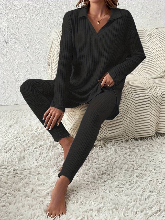 Damen-Loungewear-Set mit Langarmshirt und Leggings | Bequemer Freizeitanzug für zu Hause