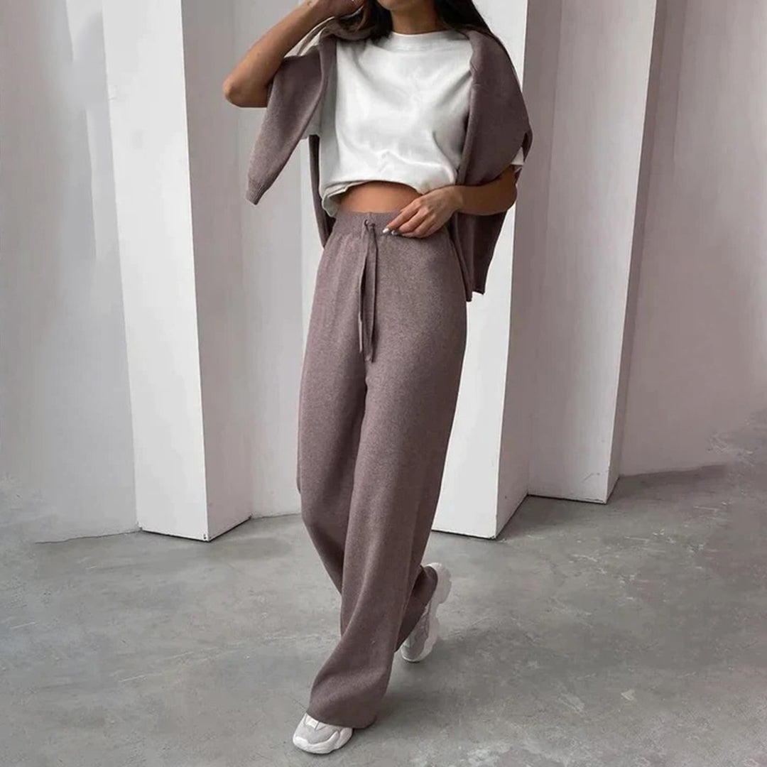 Damen Rollkragen Strick-Loungewear Set | Bequemes Winter Lounge Outfit