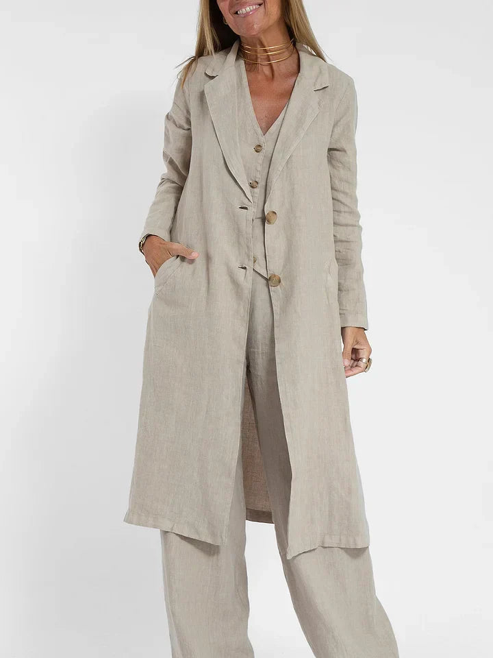 Brunhilde - Damen Leinen Set Tailored Weste und Hose