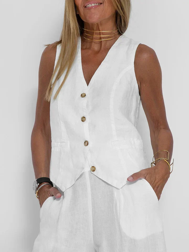 Brunhilde - Damen Leinen Set Tailored Weste und Hose