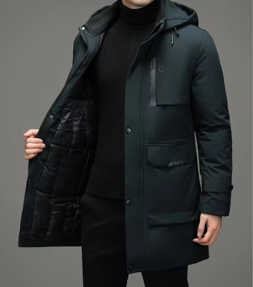 Xite Prestige Parka | Langer Eleganter Wasserdichter Wintermantel Herren mit tiefen Taschen