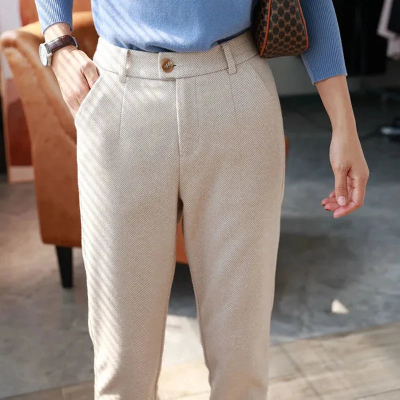 Halley - Formelle Tweed-Hose - Hochtaillierter Stil