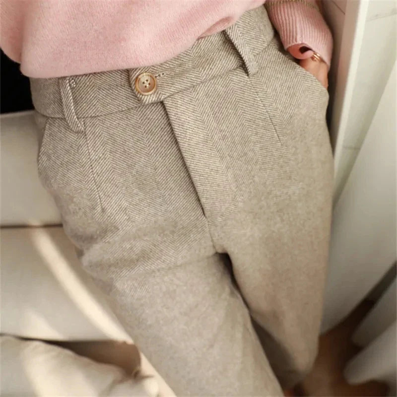 Halley - Formelle Tweed-Hose - Hochtaillierter Stil