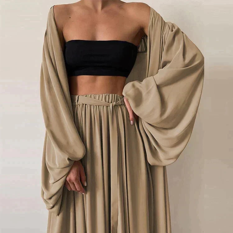 Felecia - Hochtailliertes dreiteiliges Set für entspannte Looks