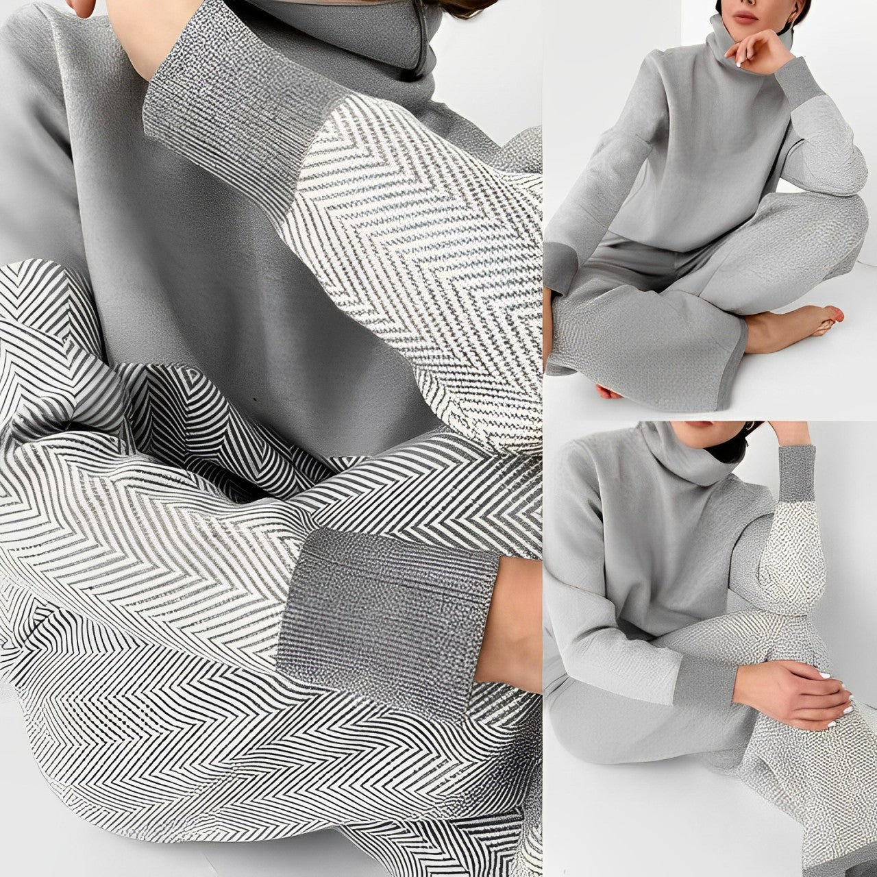 Eliana - Bequemer Lounge-Anzug aus Fleece mit hohem Kragen