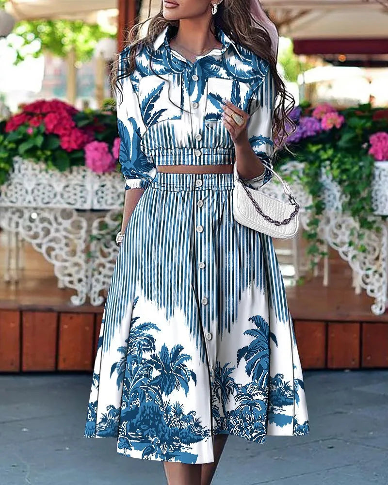 Melissa - Sommerliches zweiteiliges Set mit Top und Rock im trendigen Print