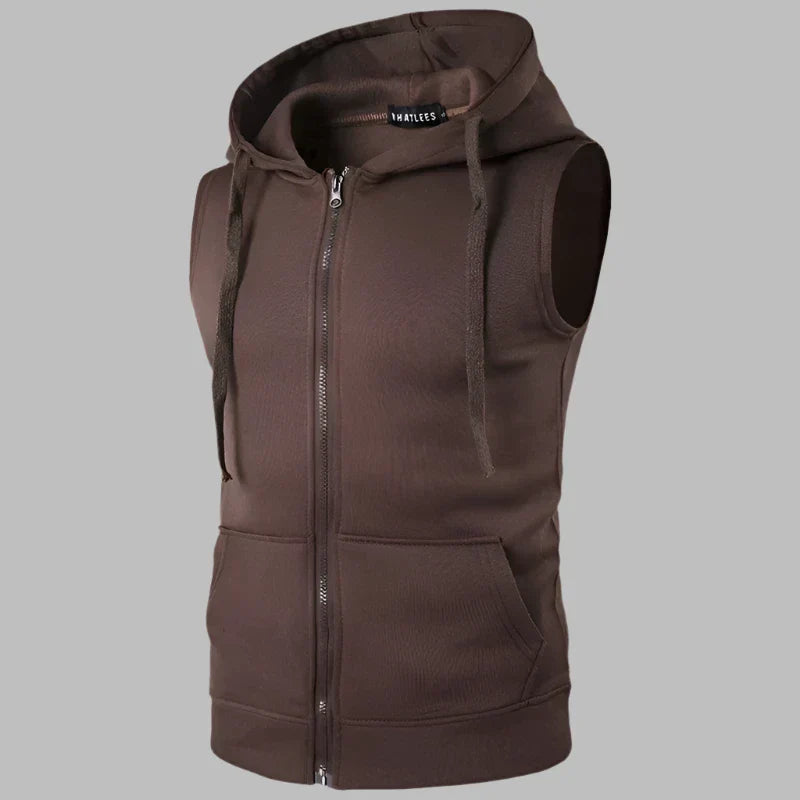Xite Ärmellose Hoodie | Ärmelloser Herrenpullover mit Reißverschluss und Kapuze