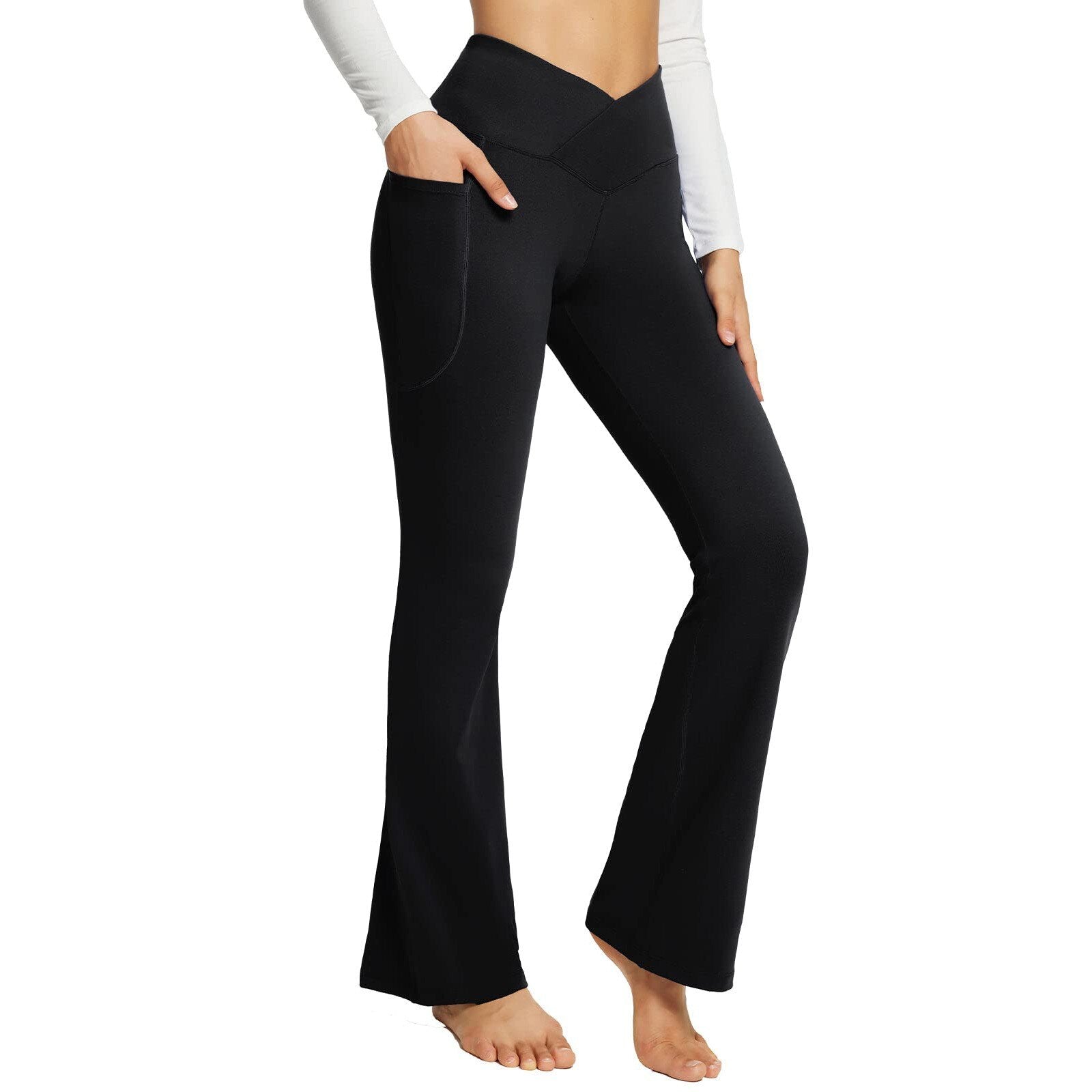 Yogahose mit v-förmiger taille