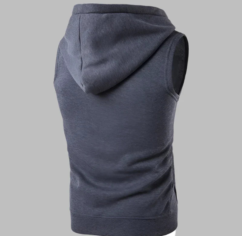 Xite Ärmellose Hoodie | Ärmelloser Herrenpullover mit Reißverschluss und Kapuze