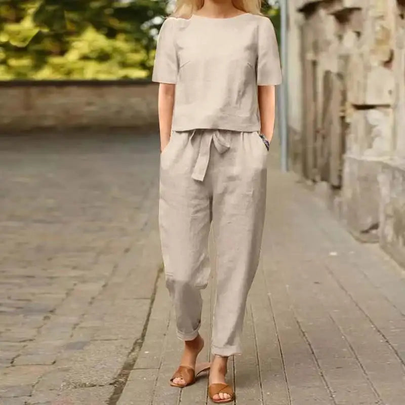 Damen Freizeit Leinen-Set | Ideal für Sommerliche Spaziergänge und Entspannte Ausflüge