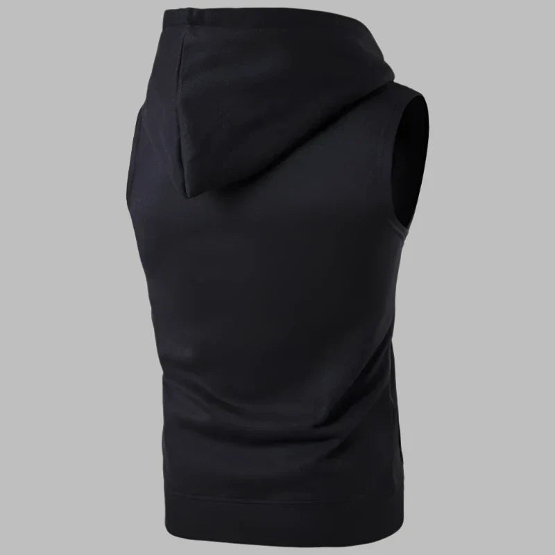 Xite Ärmellose Hoodie | Ärmelloser Herrenpullover mit Reißverschluss und Kapuze
