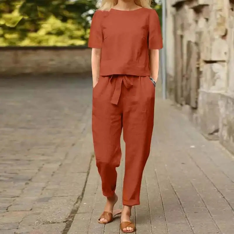 Damen Freizeit Leinen-Set | Ideal für Sommerliche Spaziergänge und Entspannte Ausflüge