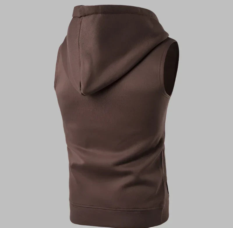 Xite Ärmellose Hoodie | Ärmelloser Herrenpullover mit Reißverschluss und Kapuze