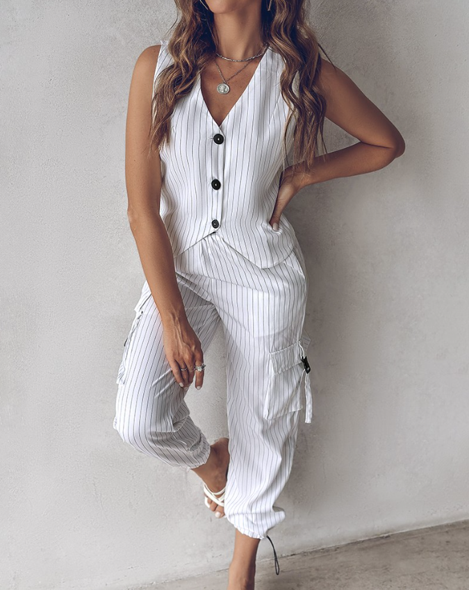 Delaney - Stylisches Damenset mit Weste, Oberteil und Hose
