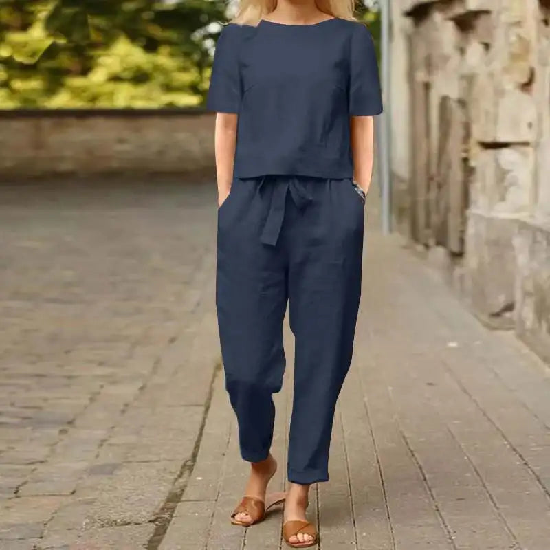 Damen Freizeit Leinen-Set | Ideal für Sommerliche Spaziergänge und Entspannte Ausflüge