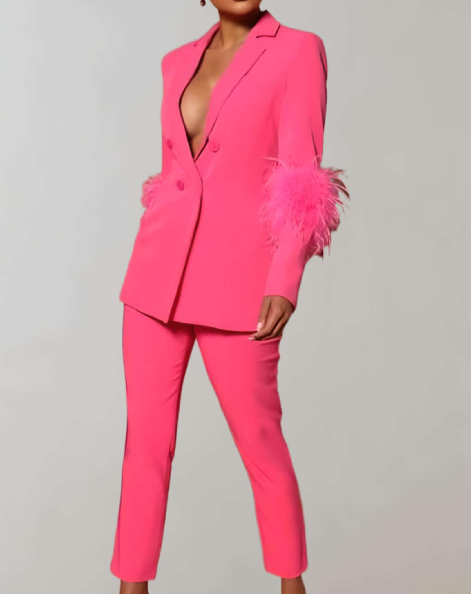 Valerie - Elegantes 2-teiliges Set mit langem Federblazer
