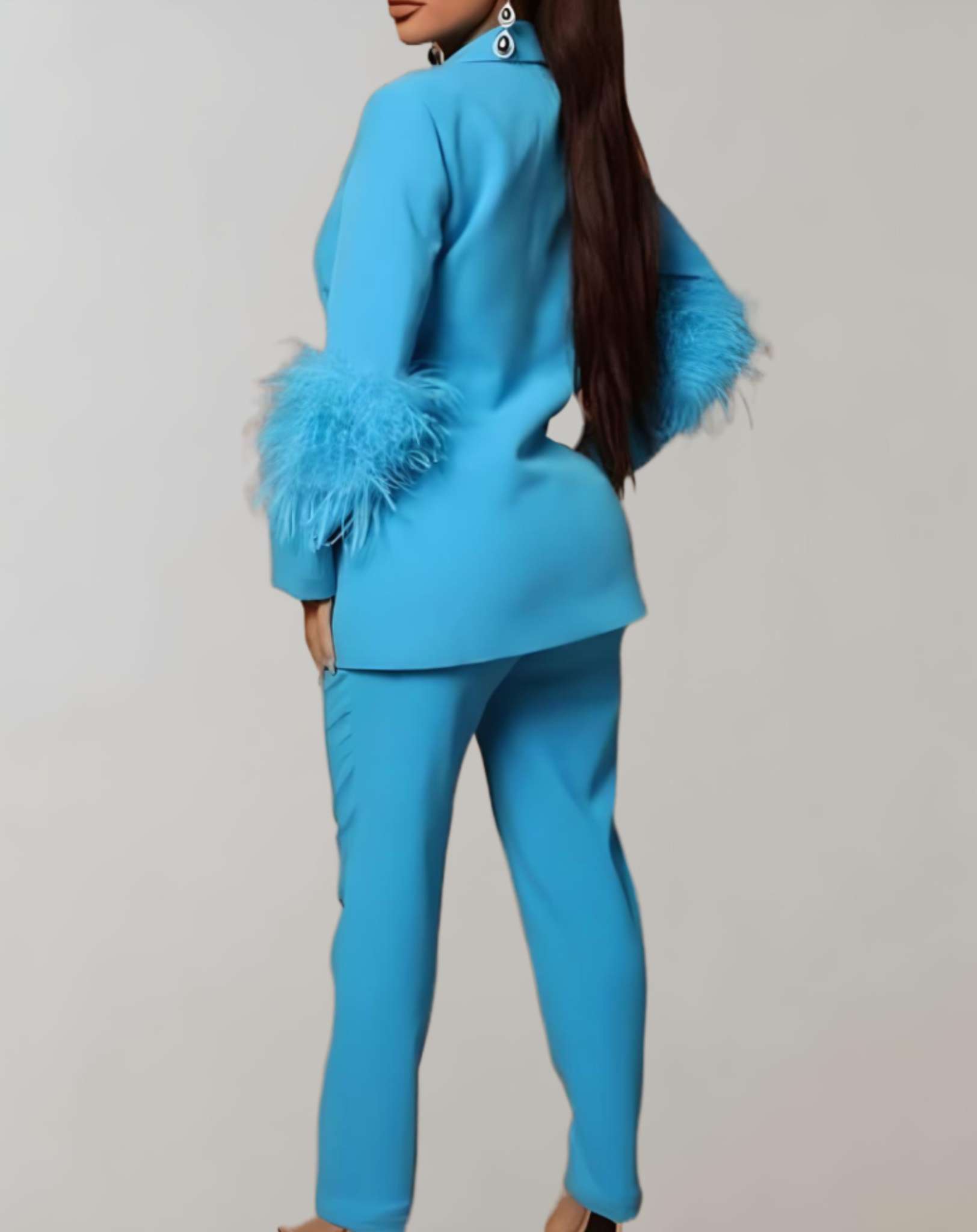 Valerie - Elegantes 2-teiliges Set mit langem Federblazer