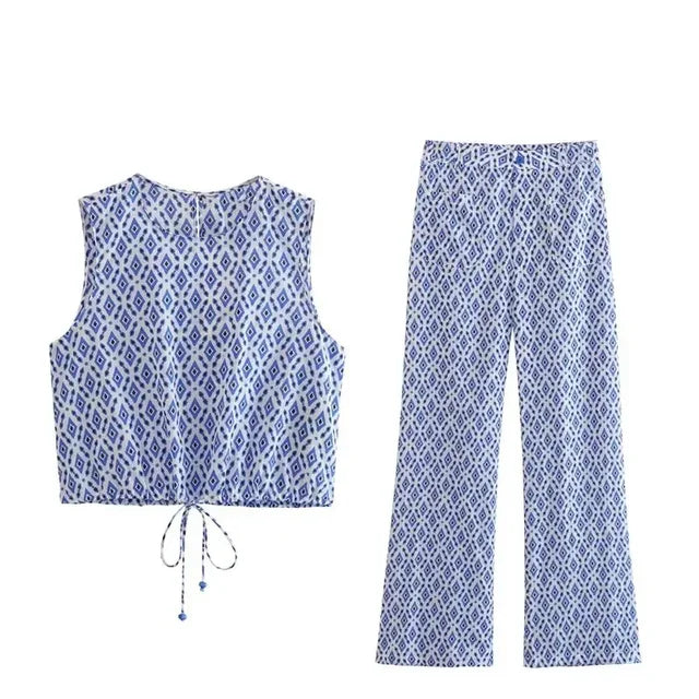 Maeve - Oberteil mit Schleifen und High-Waist Hose