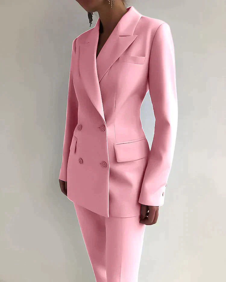Elegantes Doppelreihiges Damen-Blazer-Anzug Set – Maßgeschneidertes Business-Outfit für formelle Anlässe
