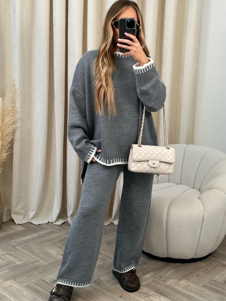 Damen Zweiteiliges Lounge-Set mit Weitbein-Hose – Bequem & Stilvoll für Freizeit und Zuhause
