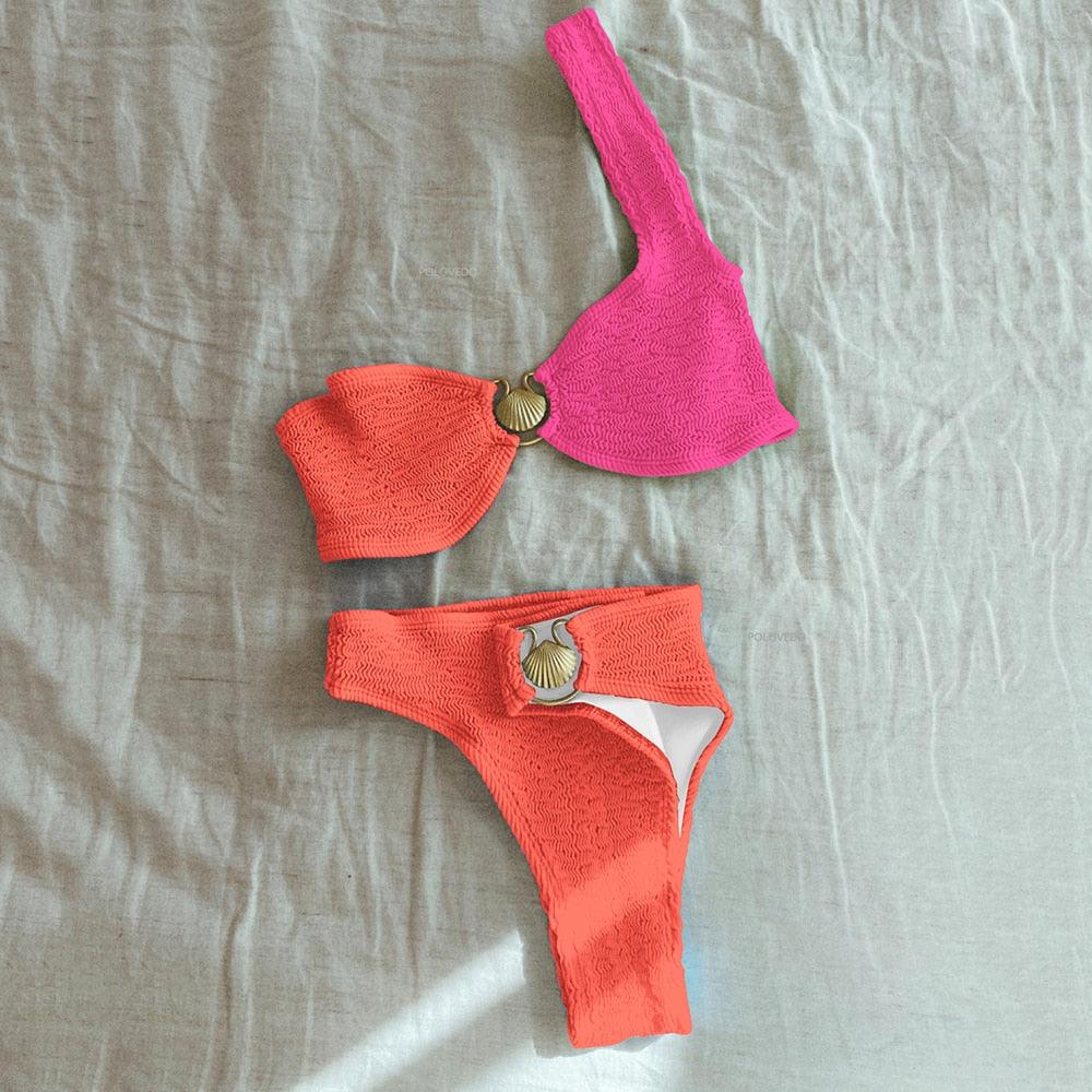 Trude | Hochtaillierter Ein-Schulter-Bikini