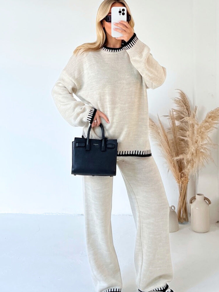 Damen Zweiteiliges Lounge-Set mit Weitbein-Hose – Bequem & Stilvoll für Freizeit und Zuhause