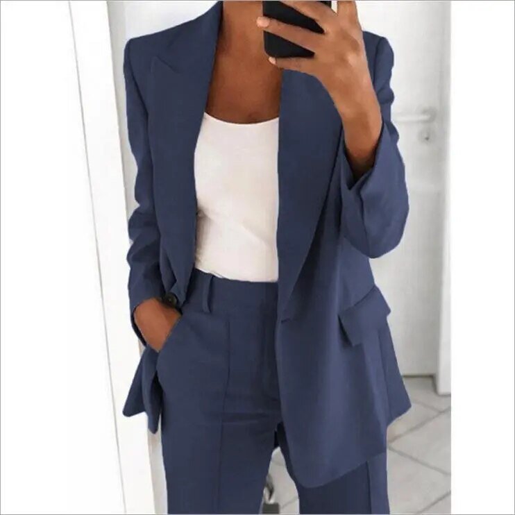 Damen Anzug Set mit Blazer – Elegantes Zweiteiler Outfit mit Blazer und Hose – Perfekt fürs Büro