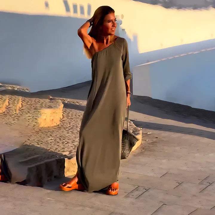 Marit - Diagonal-Schulter Kleid - Auffällig
