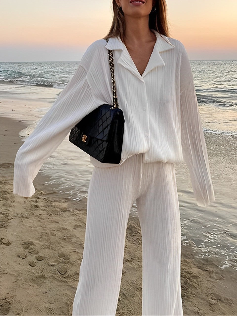 Alvena - Elegantes Langarm-Oberteil und Hosen-Set