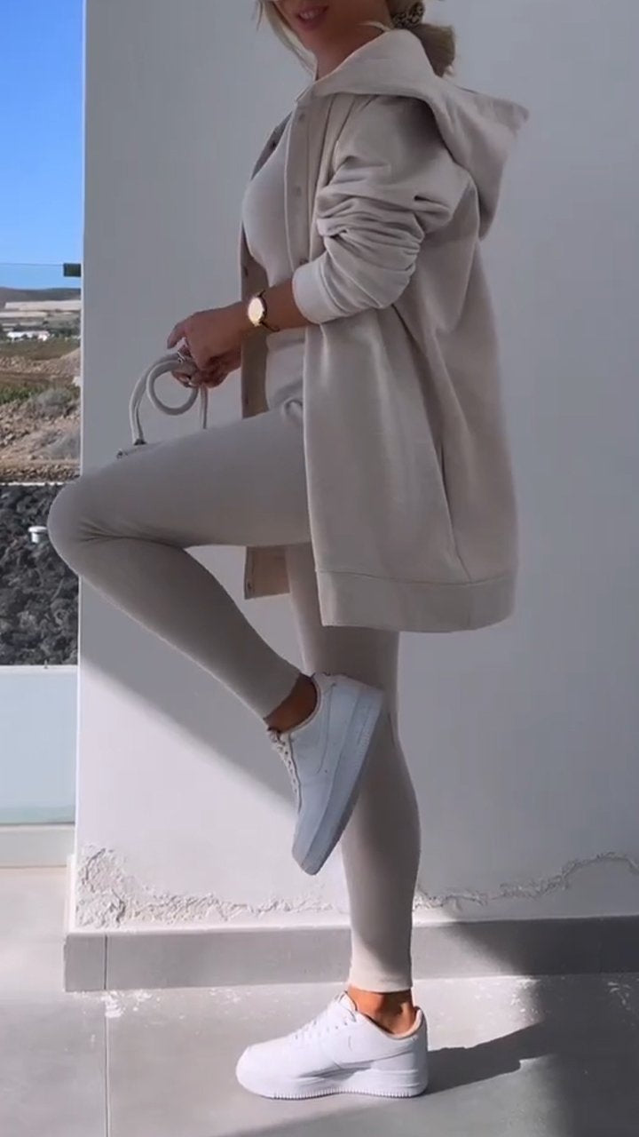 Barbara - Elegantes Set aus Weste und Sweatshirt mit Kapuze